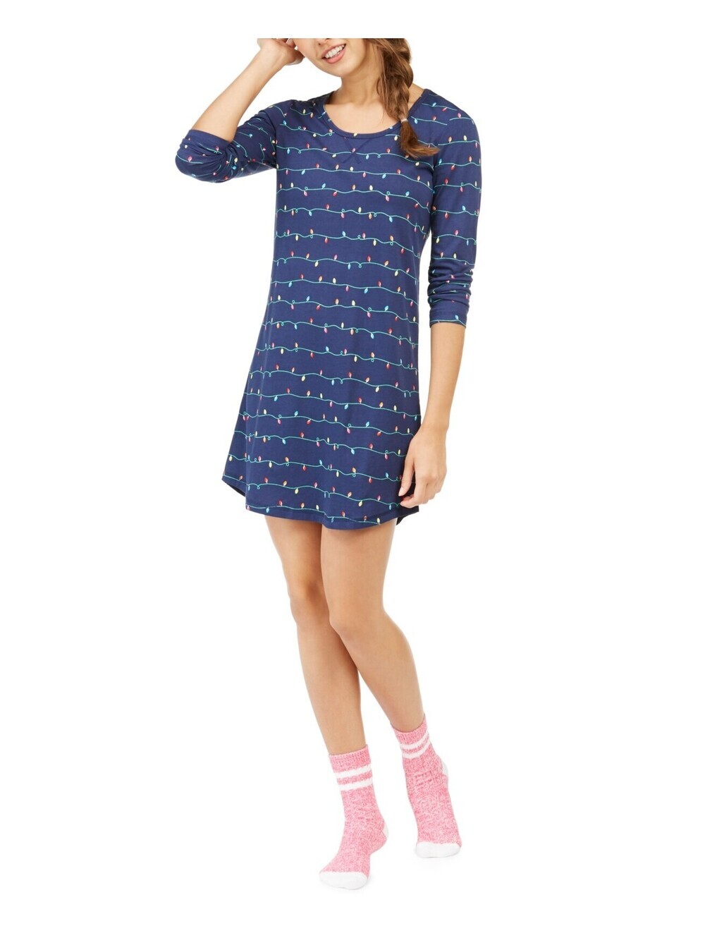 Jenni Womens Printed Sleepshirt And Sock Set Size XS